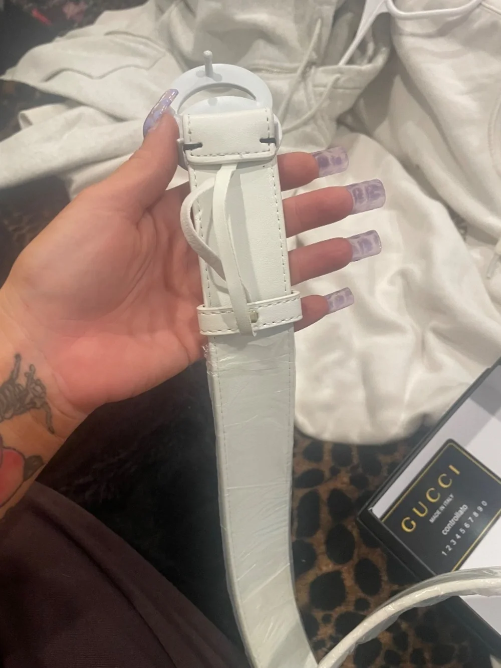 All white GG belt size 34